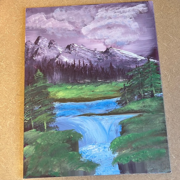 14X11 flat back canvas acrylic paint landscape - Picture 1 of 3